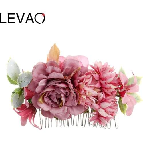 LEVAO Fashion Flower Hair Fork Hair Comb Hairpin Lady Elegant Headdress Women Hair Clip Headwear Girls Hair Jewelry Accessories