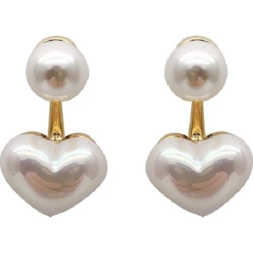 New Korean Style Fashion Heart Pearl Earrings for Girl Sweet Elegant Temperament Women Drop Earrings Birthday Gift oorbellen