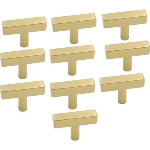 10 Pcs Cabinet Knobs Single Hole Brushed Brass Drawer Knobs Knobs for Dresser Drawers Modern Hardware Cupboard Pulls