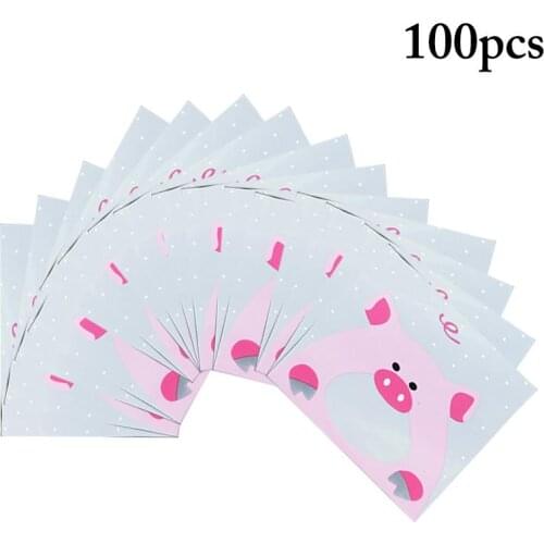100Pcs Cartoon Printing Treat Cello Bags Self Adhesive Animals Pattern Cute Cookie Candy Bags Party Supplies Children Favors
