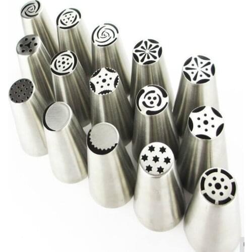 15PCS Russian Icing Piping Nozzles Cake Decoration Tips Nozzle Biscuits Sugarcraft Pastry Baking Tool DIY Kitchen Accessories