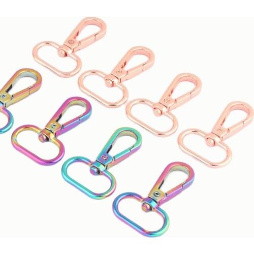 25mm Rainbow Rose Gold Swivel Clasps lobster Claw Dog Collar Supply Jewelry Making Charm DIY Craft Handbag Hardware Purse Bag