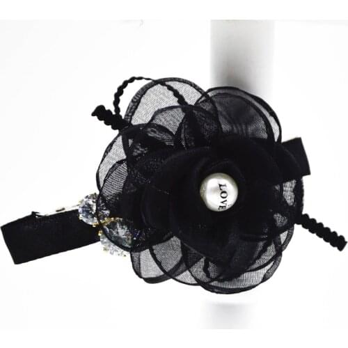 3.2" Pearls on handmade silk single flowers design rhinestones alligator fine hair clips claw for women and girls