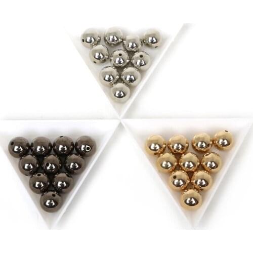 30pcs/lot 12mm Round CCB Beads Gold Rhodium Black Plated Loose Beads For Jewelry Making Findings Necklace Bracelet Earrings