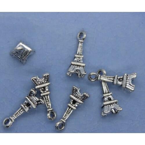 30PCS/lot Retro Color Alloy Mini Eiffel Tower Pendants Charms Jewelry Crafts For Necklace Bracelet Making Accessories
