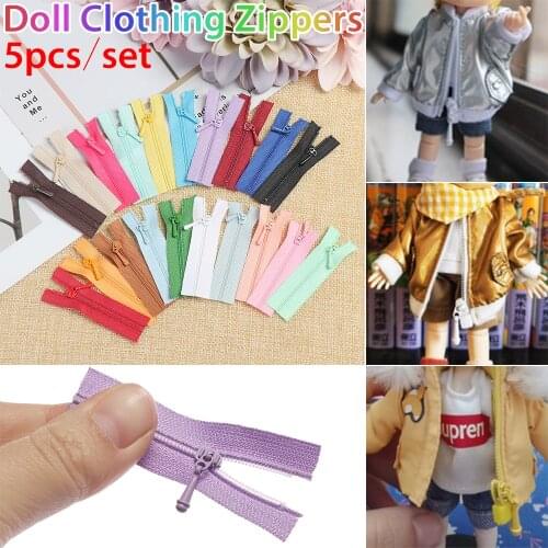 5Pcs/set Mini Zipper DIY Handmade Sewing Scrapbooking Garment Applique Doll Clothing Zippers DIY Doll Clothes Accessories