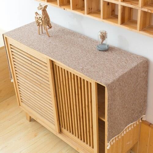 50x170cm Household Plain Yarn-dyed Non-slip Coffee Table Cloth Cotton And Linen Woven Bedside Table Cover Cloth