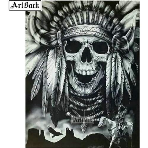 5d diamond painting skull indian pattern full square & round death handmade mosaic canvas art resin embroidery crafts