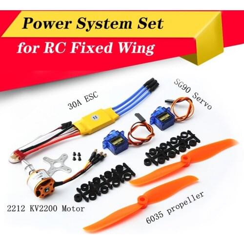 A2212 2200KV Brushless Motor 30A ESC SG90 9G Micro Servo 6035 Propeller Power System Combo Set for RC Fixed Wing Helicopter
