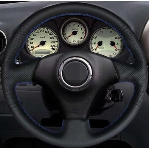 DIY Black Genuine Leather Car Accessories Steering Wheel Cover For Toyota RAV4 1998-2003 Celica 1998-2005 Corolla (US) 2003