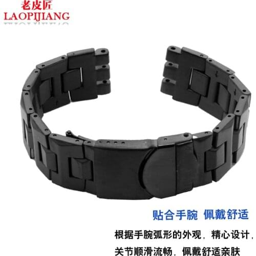 Laopijiang 19mm swatch Stainless steel bracelet SWQ YCS570G waterproof strap with a convex and convex mouth black silver color