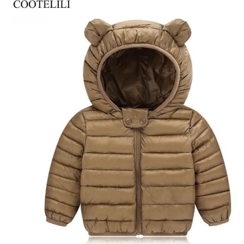 COOTELILI Childrens Winter Jacket For Girls Boys Winter Coat Kawaii Bear Ear Infant Overcoat Warm Parkas Baby Girl Clothes