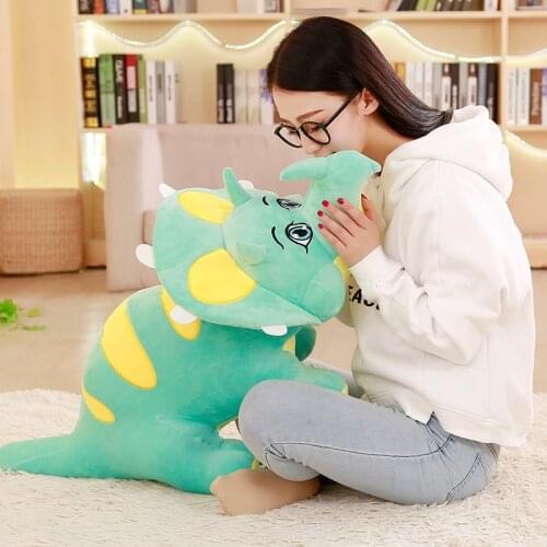 Dorimytrader New Big Soft Anime Triceratops Plush Toy Stuffed Cartoon Dinosaur Doll Pillow Kids Gift Decoration 37inch 95cm