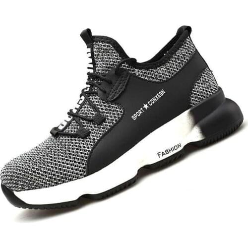 Feverbary Breathable Sneakers Men and Women Steel Toe Cap Work Safety Shoes Puncture-Proof Boots Indestructible Shoes