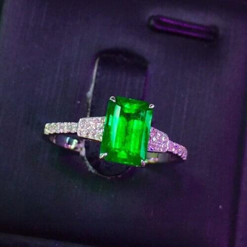 E322 Emerald Ring Pure 18K Gold Jewelry Nature Green Emerald 1.35ct Gemstone Diamond Female Rings for women Fine Ring