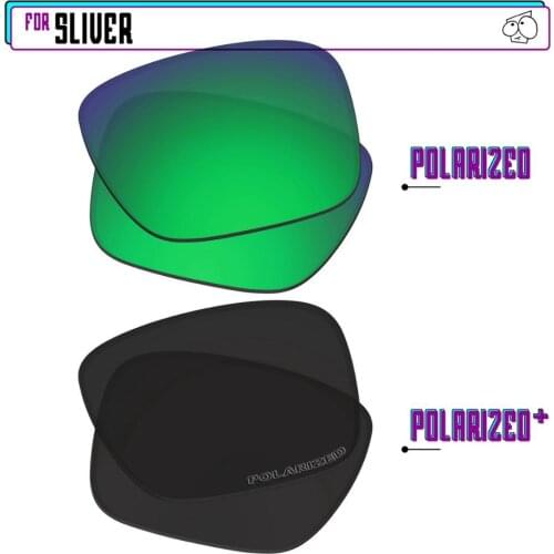 EZReplace Polarized Replacement Lenses for - Oakley Sliver Sunglasses - Black P Plus-Green P