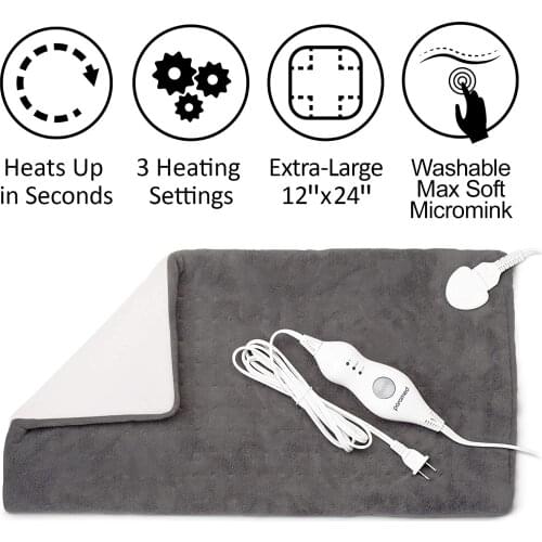 Heating Pad XL King Size by Paramed-Extra Large 12x 24"- Dry Heat Therapy Functions- for Neck, Back, Shoulder, Menstrual Pain