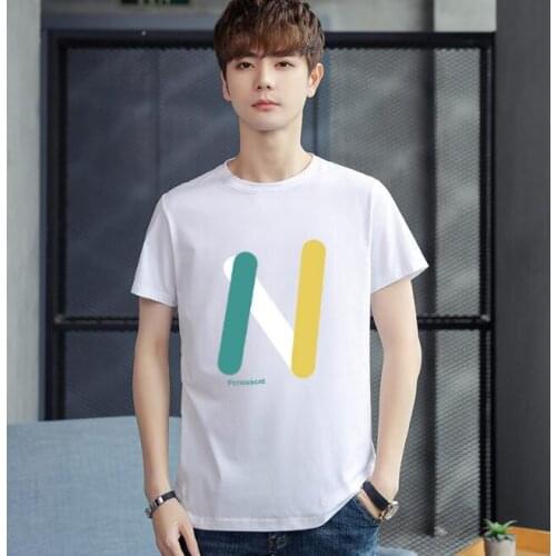 Round neck cotton short-sleeved t-shirt loose clothes tide trend letter white T half-sleeved t-shirt