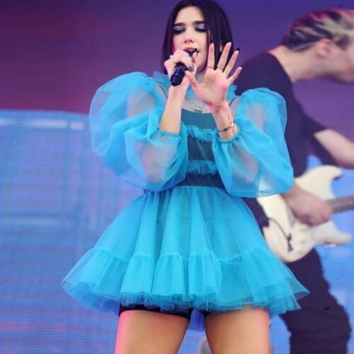 Trendy Sky Blue Puffy Tulle Short Evening Party Dresses Elegant Long Sleeves Mini Prom Gown Formal Perspective robe de soiree