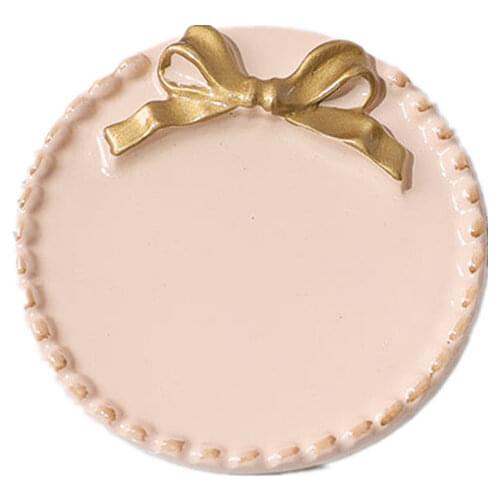 Creative Resin Plate French Romantic Gold-plated Bow Jewelry Tray Dessert Plate Powdered Macaron Color System