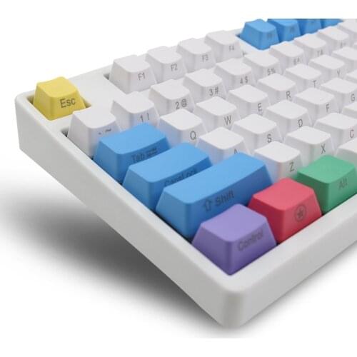 108Pcs/Set PBT Color Matching Light-proof Mechanical Keyboard Keycap Replacement Replace Keyboard Accessory for Desktop Computer