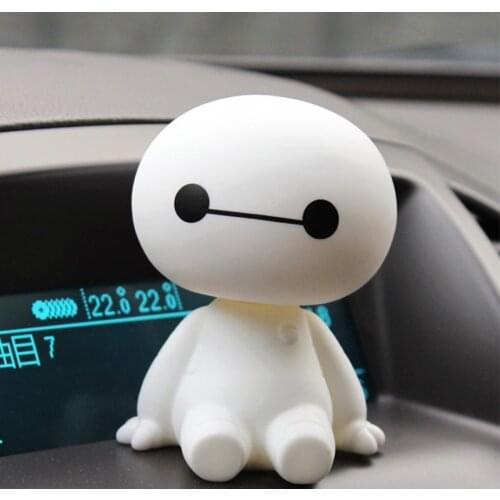 Cartoon Plastic Baymax Robot Shaking Head Figure Car Ornaments Auto Interior Decorations Big Hero Doll Toys Ornament Accessories