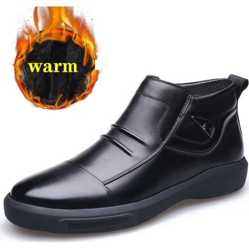 2021 Men Genuine Leather Winter Boots Warm Plus velvet Snow Men Boots Ankle Boots For Men Business Dress Shoes Men