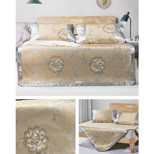 Hot weather coolling bed mat cold icy silk three piece set