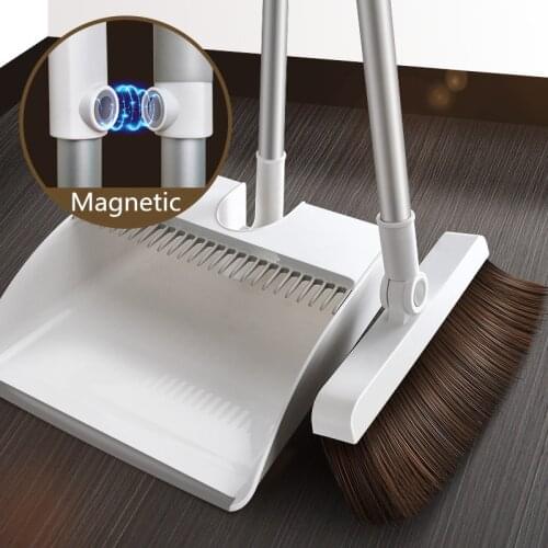 Broom and Dustpan Set Foldable Set Long Handle Dustpan Extendable Sweep Set Plastic Broom Combination Soft Hair Home Clean Tool