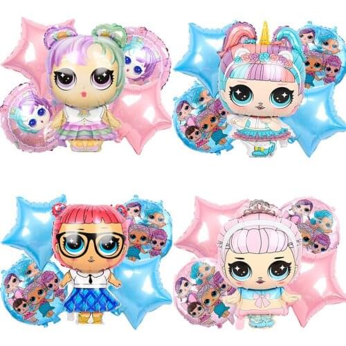 5pcs Aluminum Film Balloon Set Cartoon Character Shape Childrens Birthday Party Supplies Decor Baby Shower Wedding Accessories