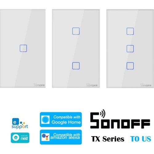 SONOFF Smart Switch WiFi T0 US DIY Wall Switch for eWelink APP Control Home Automation Timer Support Google Home Alexa IFTTT