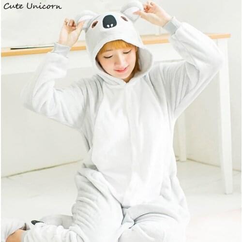 Cute Unicorn Gray Koala animal Pajamas winter warm Onesies adults flannel Pijama unisex Pyjamas homewear sets sleepwear rompers