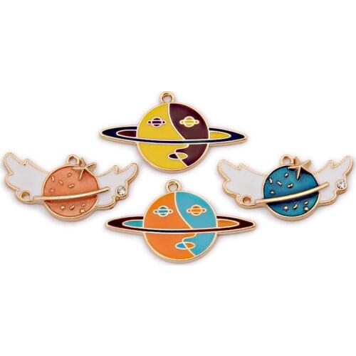35x18mm Saturn Wing Charm Planet Pendant For Jewelry Making Space Jewelry Blue Astronomy 10 Galaxy Universe Celestial Charm L3