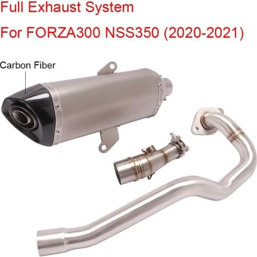 Motorcycle Full Exhaust System Front Middle Link Pipe Muffler Escape Moto Slip On For FORZA300 FORZA350 NSS300 NSS350 2020 2021