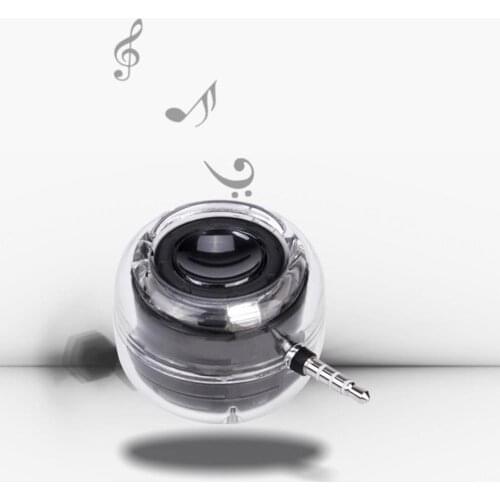 Portable 3.5mm Aux Audio Jack Mini Wireless Round Shape Powerful Crystal Speaker For Smart Phone Tablet