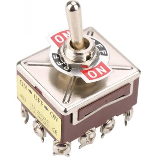 3 Position Toggle Switch 4PDT 12 Pin Car Boat Rocker Switch ON/OFF/ON 15A 250VAC 10A 380VAC