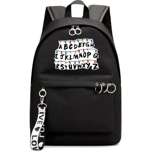 Stranger Things Backpack Casual Travel Bag Students Schoolbag For Teenage Girls&Boys Backpack Solid Black Mochila Gift