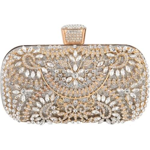 Diamond Evening Clutch Bag Women Wedding Golden Clutch Purses Fashion Chain Shoulder Bag Small Party Handbag With Metal Handle