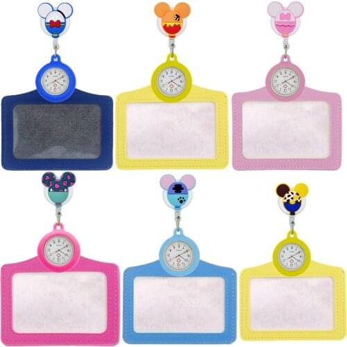 Retractable Badge Reel Nurse Doctor Cartoon Lovely Creative New Pocket Watches medical hospital name PU Card Exhibition holders