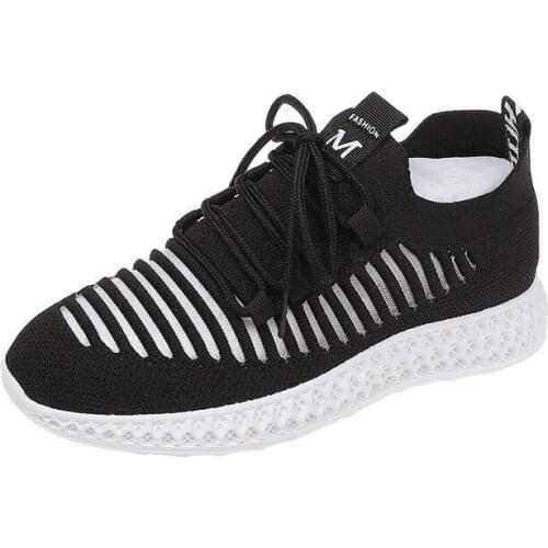 2020 summer breathable flying woven mesh shoes ladies net red casual board shoes students lightweight flying woven sports casual