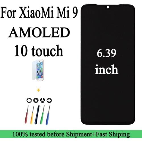 6.39 Inch M1902F1G Super Amoled Lcd For Xiaomi Mi 9 Display Touch Screen Digitizer Assembly With Frame Support Fingerprint