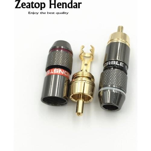 10Pcs High Quality Copper RCA Male Plug Adapter Audio Phono Solder Connector for Speaker Cable Amplifiers Support 6MM Cable