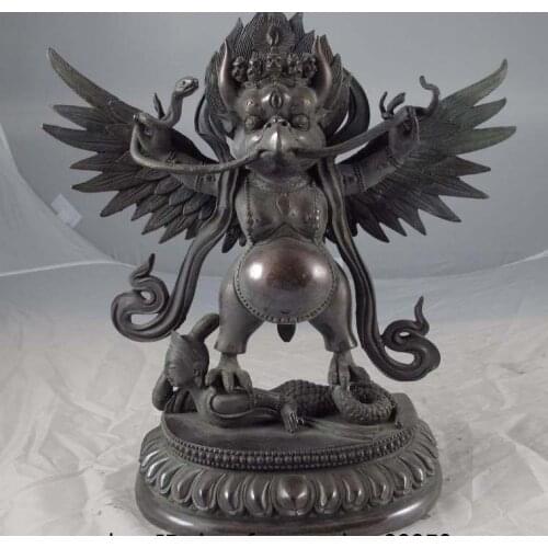 13 Tibetan Buddhism Temple Old Copper Bronze Lucky Garuda God Buddha Art Statue