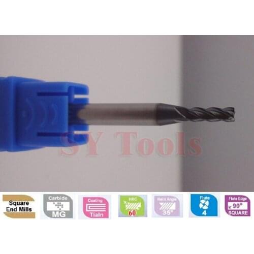 2mm Four Flutes Spiral Bit Milling Tools Carbide CNC End mill Router bits hrc60 D2*6*D6*50
