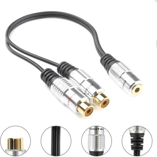 3.5mm Mini Stereo Female to 2 RCA Female Jack Audio Adapter Splitter Cable 2RCA Female to 3.5mm Female Adapter Cable