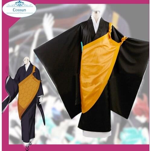 Anime! Land of the Lustrous Master Kongo Black Kimono Uniform Cosplay Costume For Men kimono+cloak+gaza Free Shipping