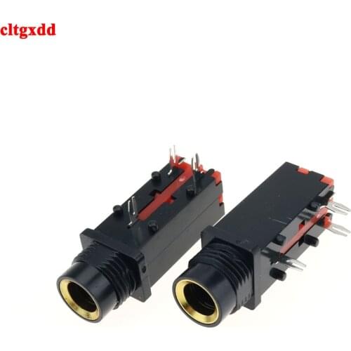 5pcs PJ-309 6.35mm Audio Jack 3Pin Stereo Audio Socket Microphone Welding Line For Microphone Socket