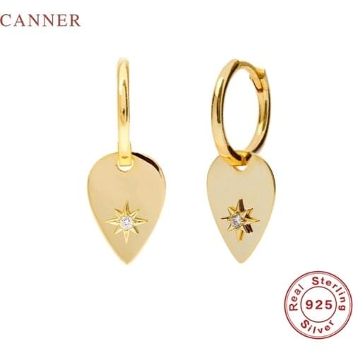 CANNER Earrings For Women 925 Sterling Silver Pendientes Smooth Sector Star Earrings Hoops Zircon Korean Fine Jewelry Joyero