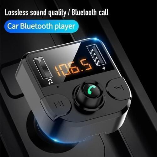 KISSCASE Bluetooth 5.0 MP3 Player Dual USB Car Charger support TF Card U disk Fast Charging Charger LED Display Power Adapter
