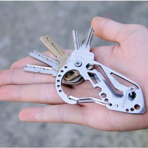 Keychain Multifunction Screwdriver Wrench Carabiner Key Clip Compass Outdoor Tool Stainless Steel Detachable EDC Portable Use